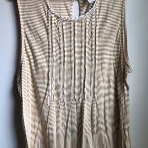 Anthropologie Tan Pleated Sleeveless Bib Collar Top